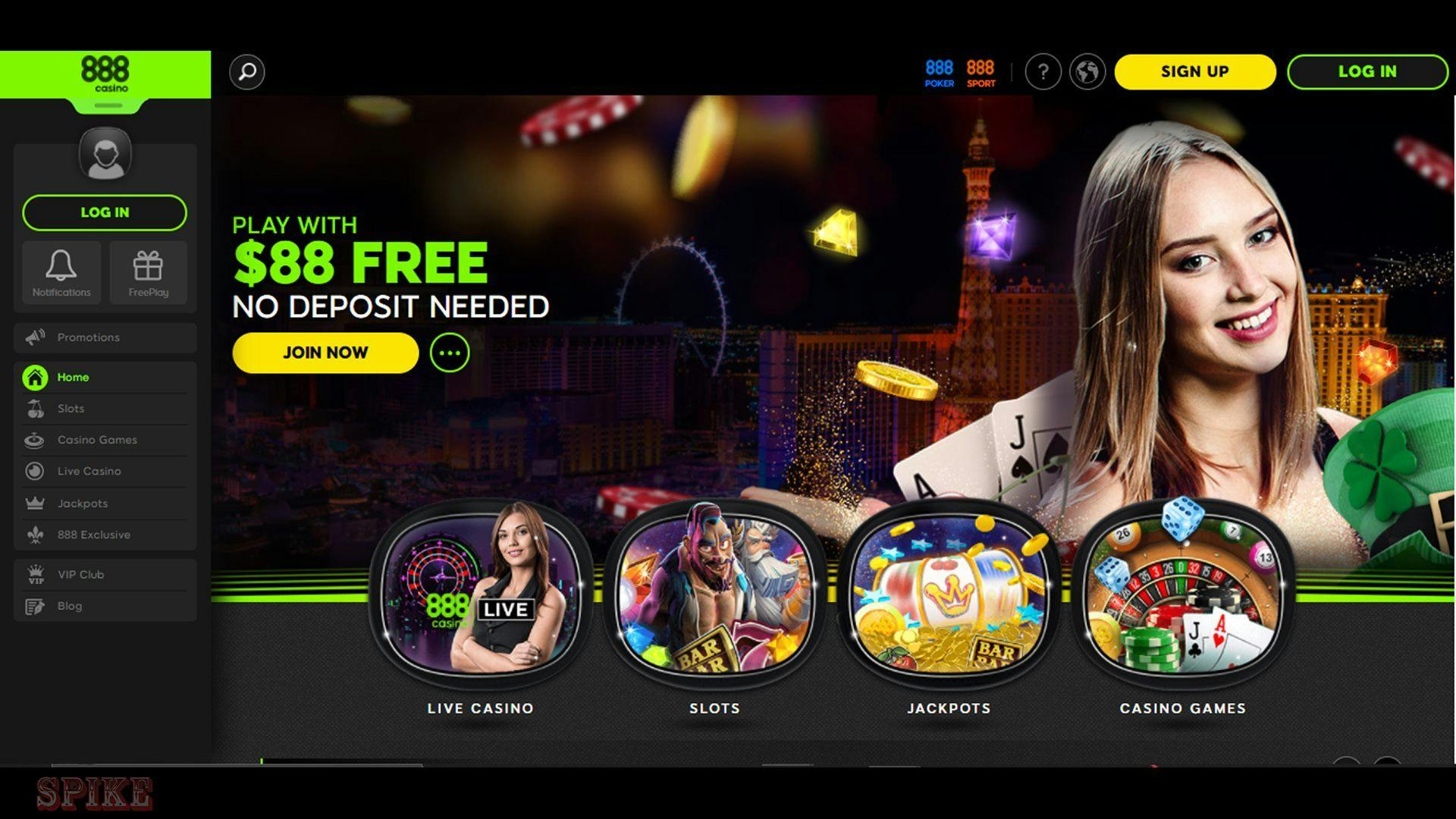 888 Casino Homepage Screen Canada